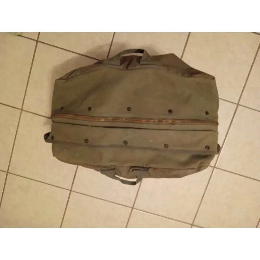 Vintage 1963 US Military Flyers Kit Bag Olive Drab Canvas Aviator Duffle Bag